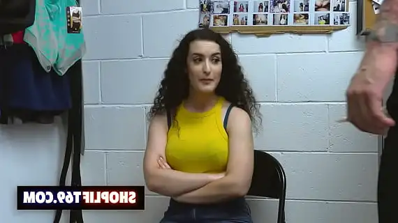 loss prevention officer catches curly hair teen lyra lockhart shoplifting and fuck her in the back office 1733502316