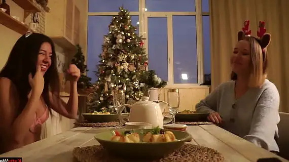 sucking and jerking off neighbors cock as a christmas present handjob cumshot 1733502444